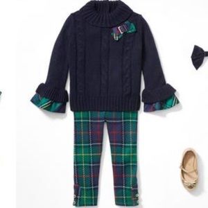 Janie and Jack Emerald Navy Holiday Outfit, size 6